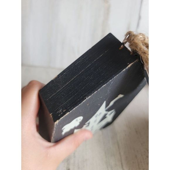 Sixtrees quill paper happy Halloween wooden haunted house goes home prop - Picture 9 of 11